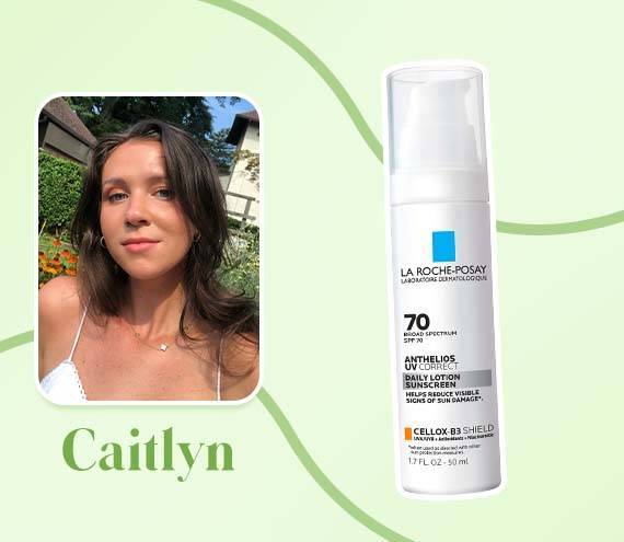 a graphic of la roche posay sunscreen next to person's photo