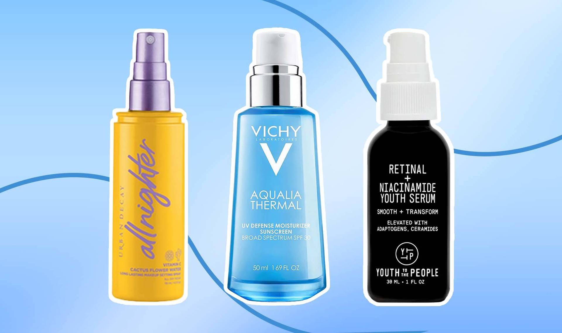 graphic of bottles of skincare products side by side