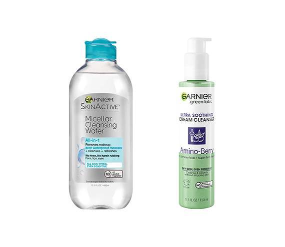 Garnier SkinActive Micellar Cleansing Water + Garnier Green Labs Amino-Berry Ultra Soothing Cream Cleanser